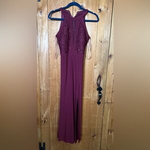 Night Way Collections Red Sleeveless Halter Gown